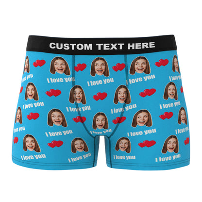 Detail shot of heat transfer print on personalised men's boxer shorts – vibrant colours, sharp photo print that won’t fade
