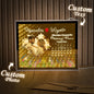 Custom engraved text example on a personalised LED photo frame showing names and date for an engraved light box keepsake