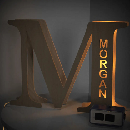Personalised Wooden Letter Lamp - Custom Name Night Light 19CM - Unique Gift