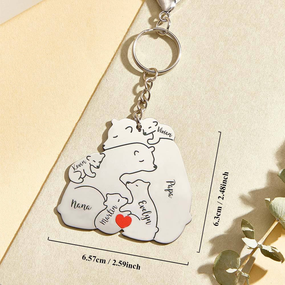 Close-up of engraved paw and heart motif on stainless steel family keyring