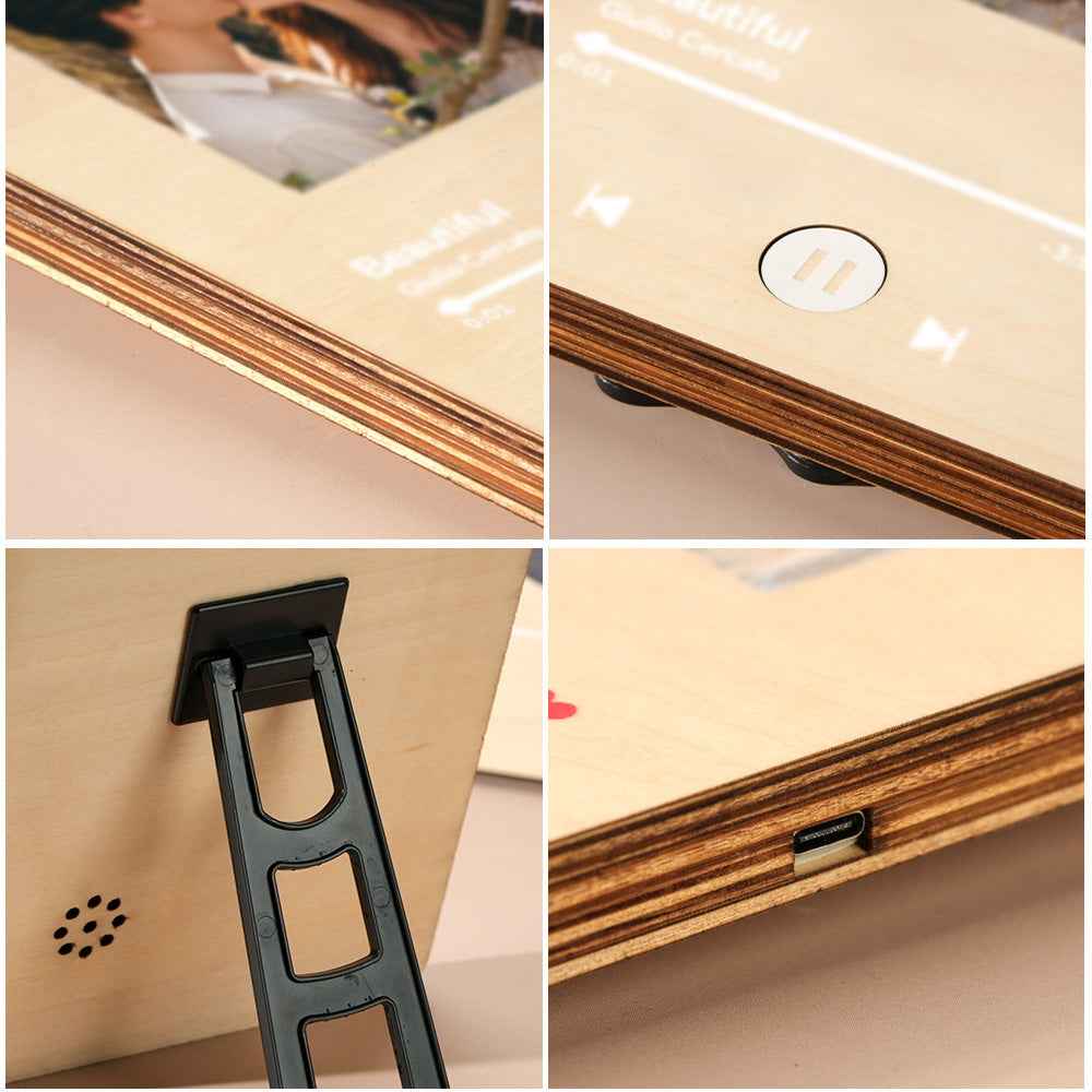 Wooden Music Record Player with Photo Wedding Anniversary Gifts