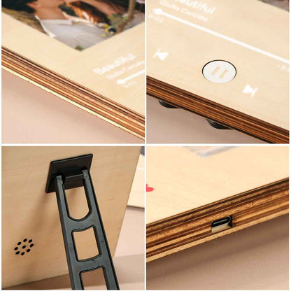 Wooden Music Record Player with Photo Wedding Anniversary Gifts
