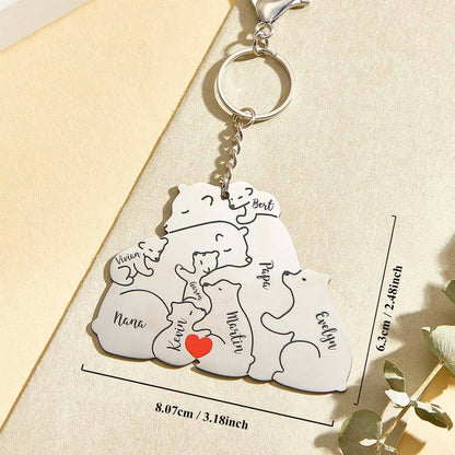 Personalised keyring displayed with suggested custom text example – family keepsake