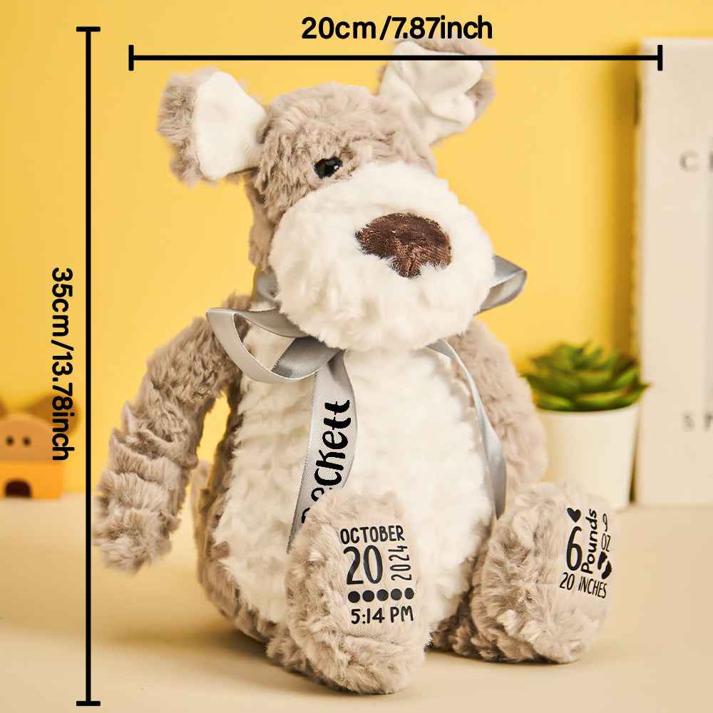 Personalized Puppy Dog Plush Birth Stats Stuffed Animal Birth Announcement Gifts