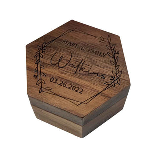 Customized Hexagon Wooden Jewelry Box Wedding Ring Box