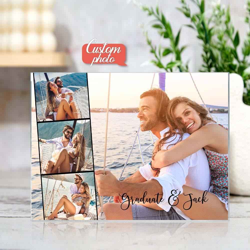 Customize 4 Photo Art Plaque Personalized Photo Name Home Living Plaque Gift