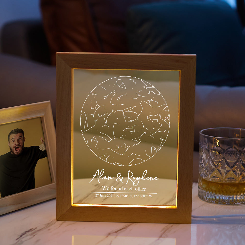 Personalised Star Map Night Light - Custom Constellation Print Acrylic Lamp
