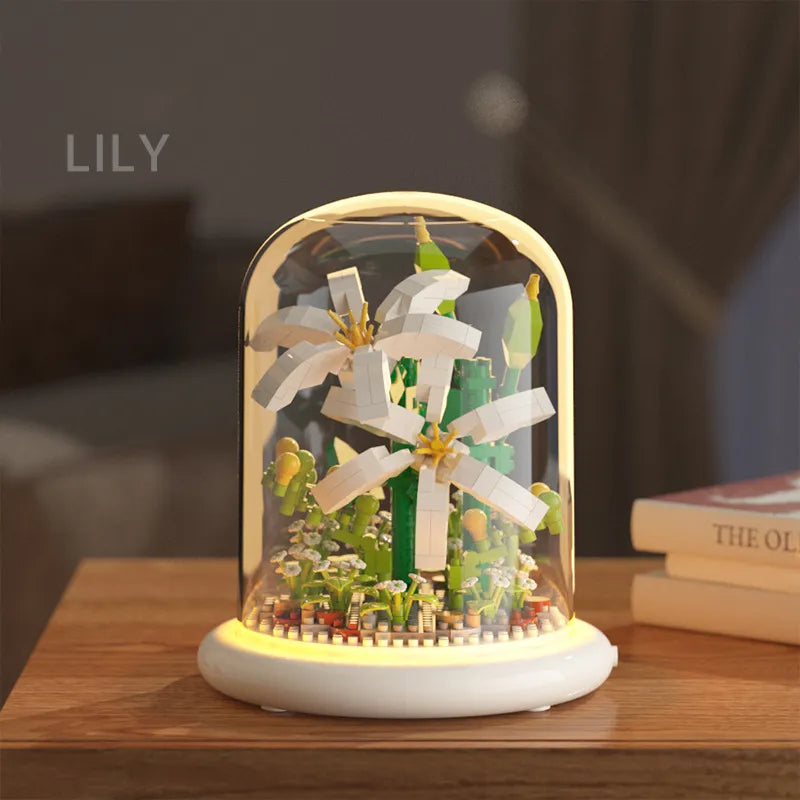 White Daisy Bouquets DIY Flower Building Set with Dust Cover | Unique Birthday & Valentine's Gift