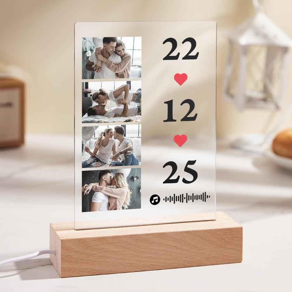 Scannable Music Photo Plaque Custom Keychain Personalized Night Light Gift For Her