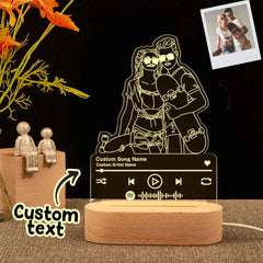 Custom Portrait Night Light Music Line Art Photo Lamp Gift for Lover