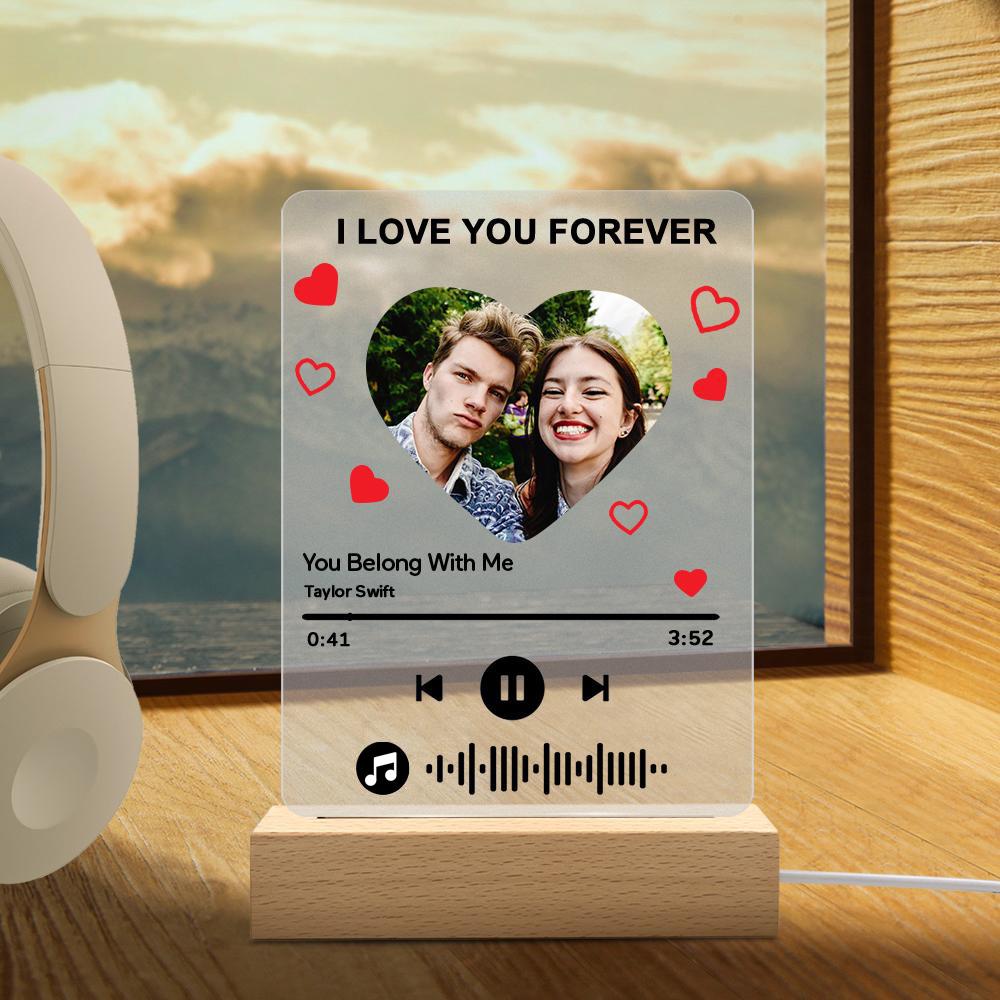 Personalised 'I Am In Love' Music Code Plaque - Custom Acrylic Photo Panel with Scannable Music