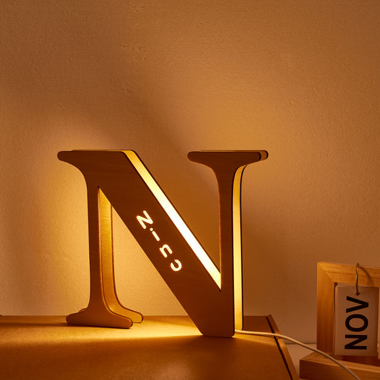 Personalised Wooden Letter Lamp - Custom Name Night Light 19CM - Unique Gift