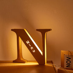 Personalised Wooden Letter Lamp - Custom Name Night Light 19CM - Unique Gift