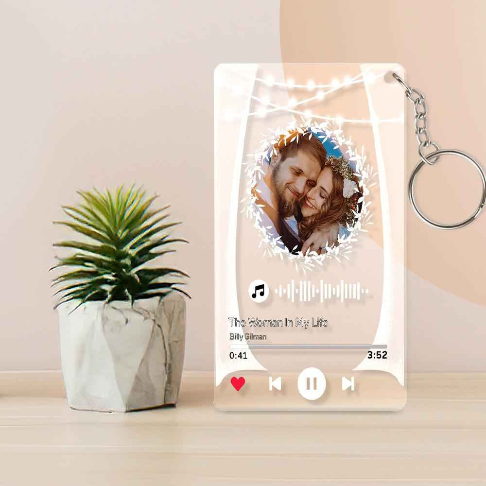 Custom Photo Marry Me Circular Scannable Music Code Music Plaque Night Light Personalized Acrylic Photo Frame