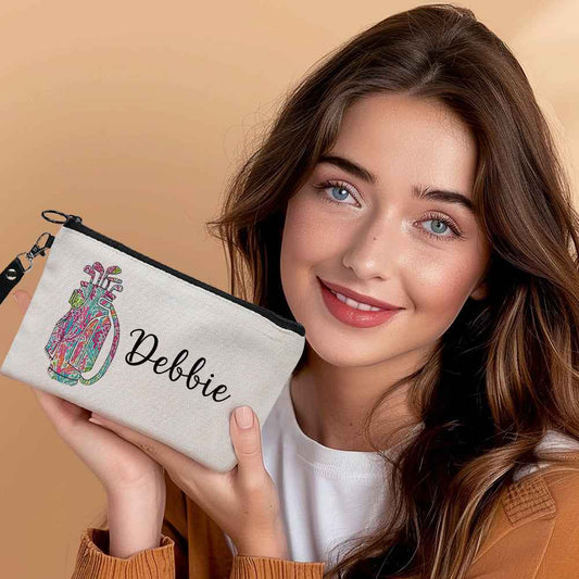 Custom Name Golf Bag Design Canvas Makeup Bag - Personalized and Stylish