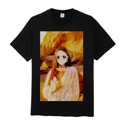 Front view of custom anime-effect print T-shirt for men – personalised photo tee on 100% cotton, breathable summer fit, ideal gift
