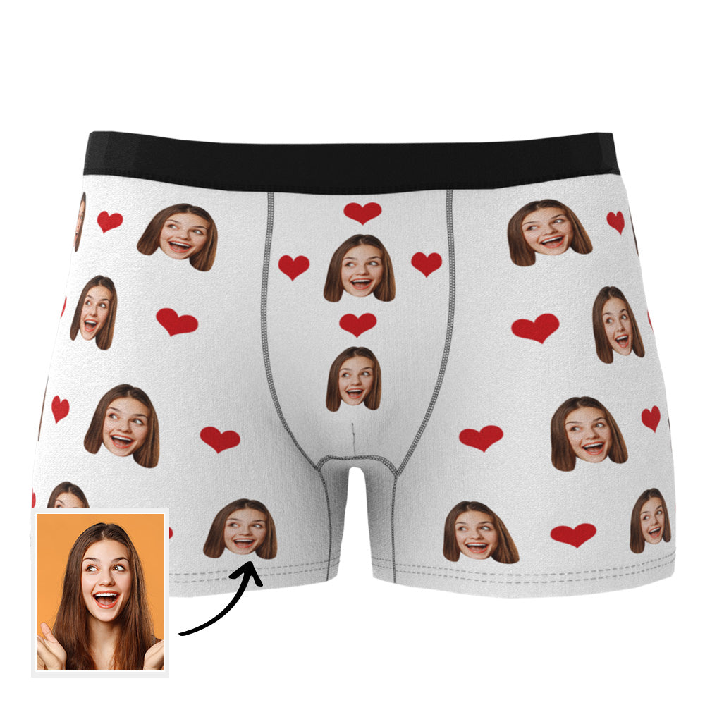 Custom Photo Heart Boxer Briefs | Personalised Men's Underwear
