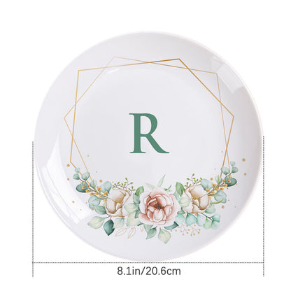 Personalised Monogram Dinner Plate | Custom Flower Ceramics Wedding Gift