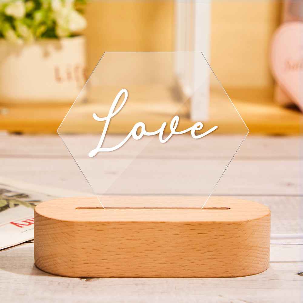Personalized Hexagonal Acrylic Night Light with Name