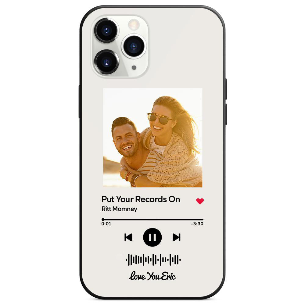 Custom Scannable Music Code Glass iPhone Case - Personalised Photo & Music