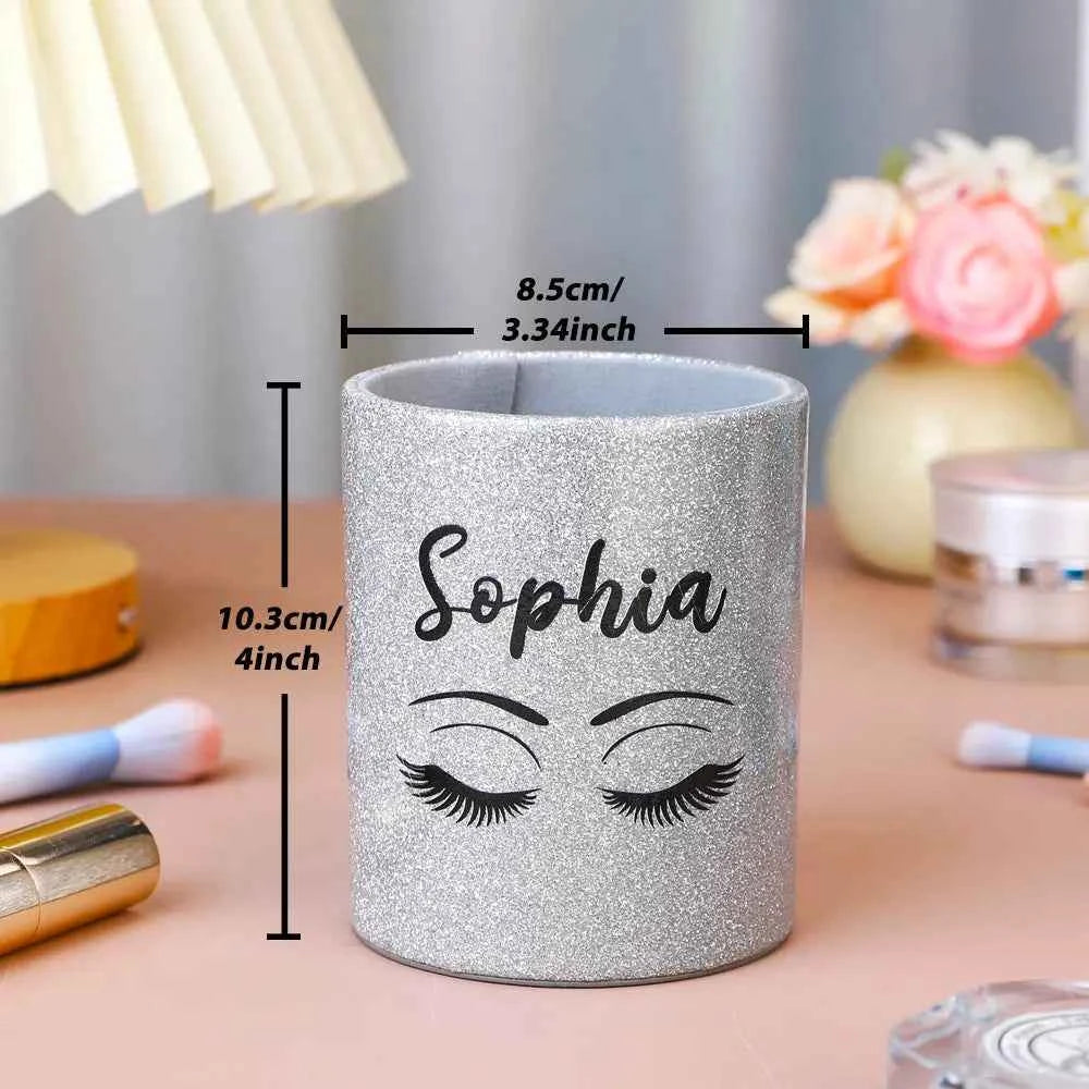 Personalized Glitter Color Make Up Brush Holder with Name Birthday Anniversary Gift for Women