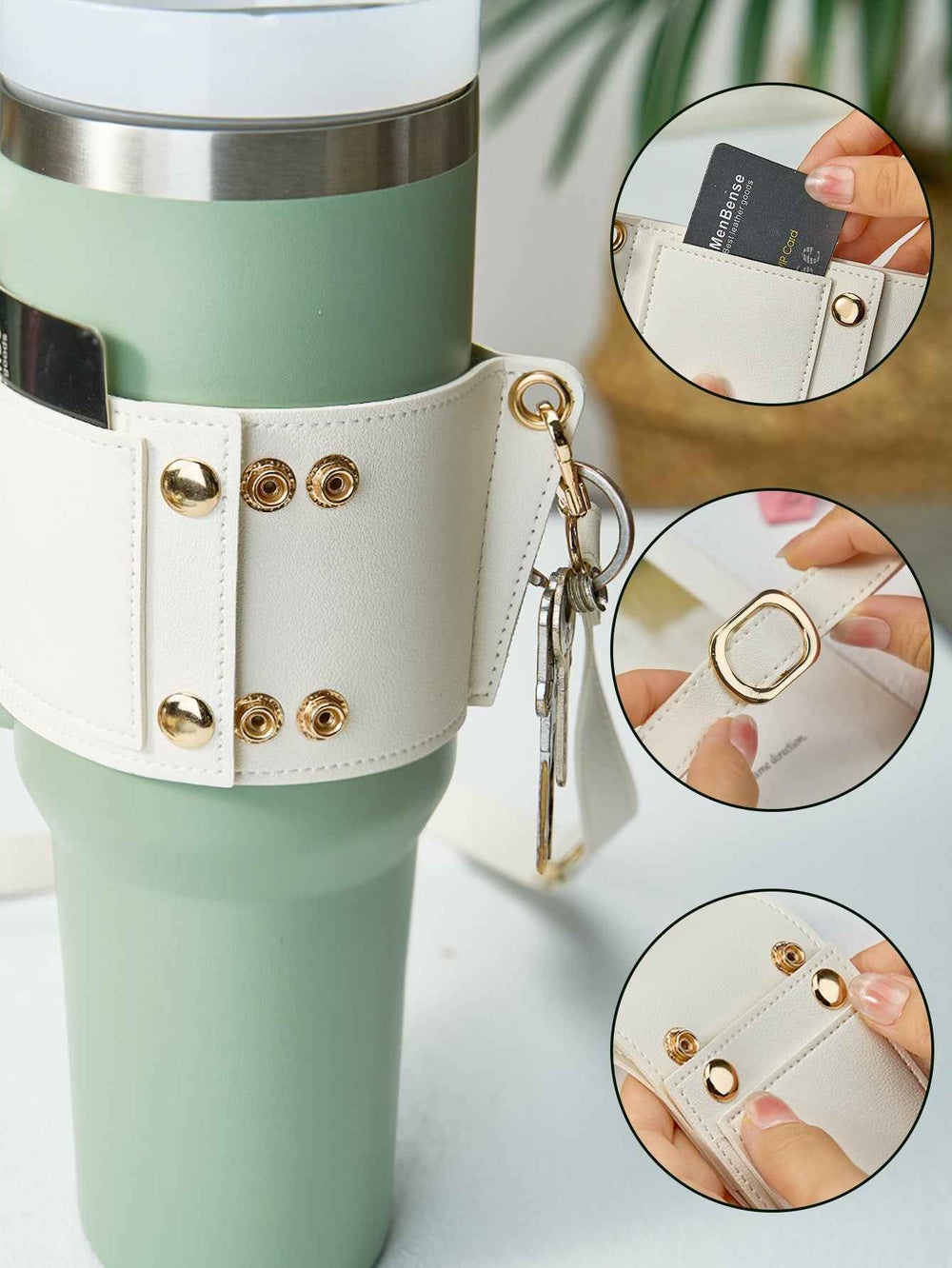 Custom Floral Pattern Water Bottle Carrier Bag with Adjustable Strap for 40oz Stanley Tumbler Gift for Women