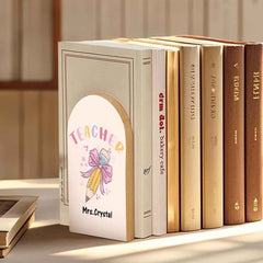 Personalized Wood Bookends with Name Back to School Appreciation Gift for Teacher