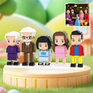 Custom Full-Body Cute Brick Figures of 5 People Personalized Anniversary Gift Birthday Gift