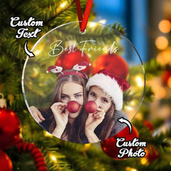 Personalized Photo Christmas Ornament with Text Christmas Gifts for Friends or Family