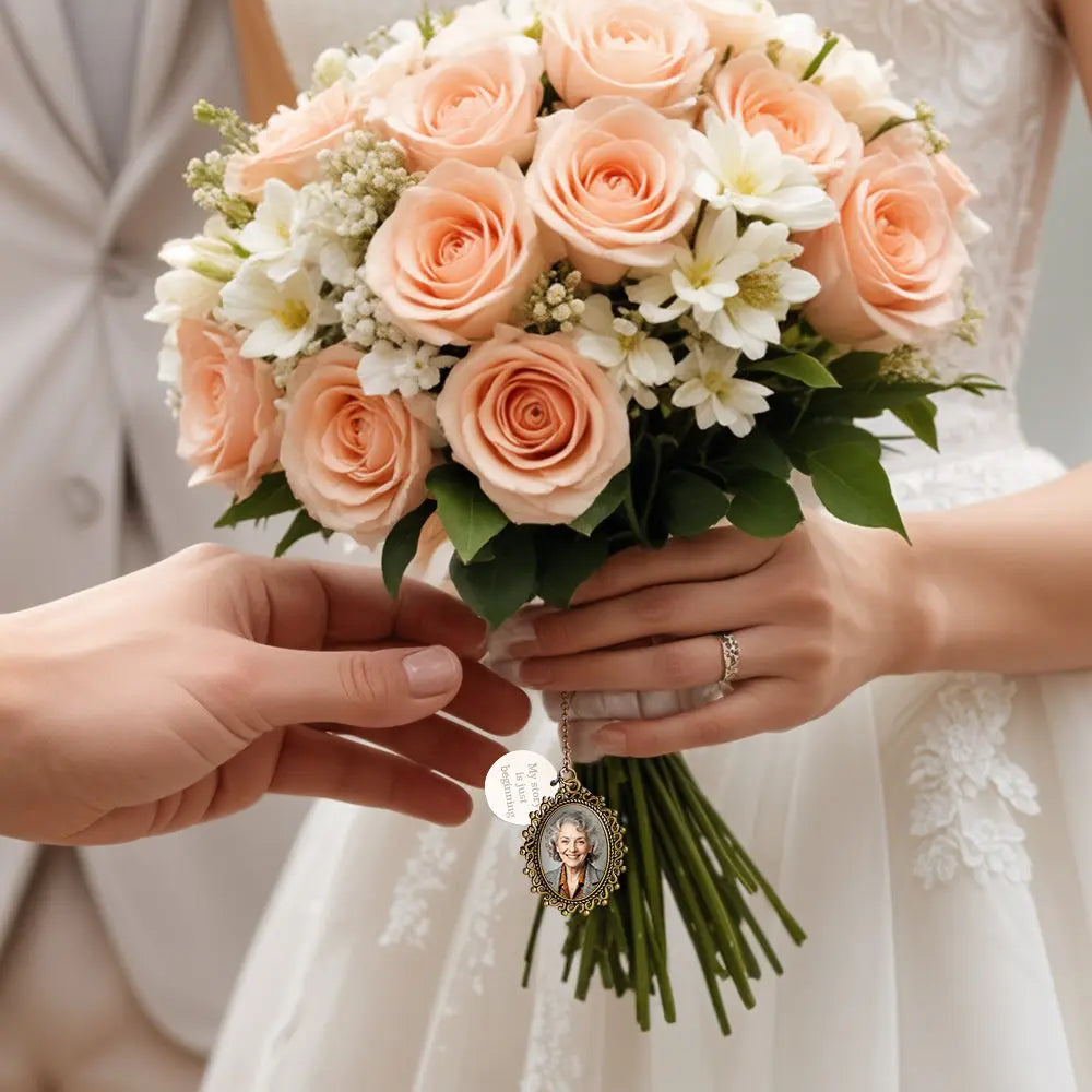 Personalised Wedding Bouquet & Graduation Cap Photo Charm with Engraving