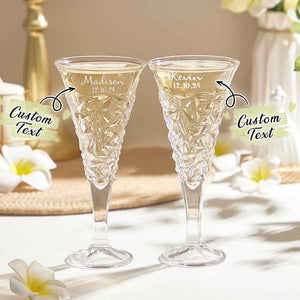 Personalized Engraved Crystal Champagne Flute Set Gifts for Newlyweds