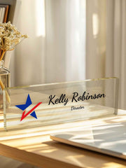 Custom Acrylic Desk Name Plate with Logo – Personalized Office Sign for Professional Display