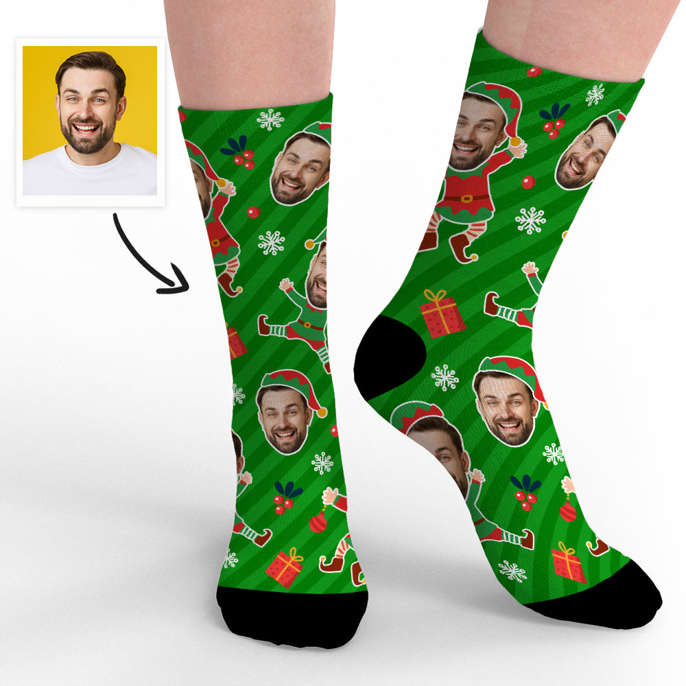 Close-up of custom funny face socks print demonstrating bright, fade‑resistant colour from heat‑transfer technology on soft, sweat‑wicking fabric — perfect personalised gift for birthdays and Valentine’s Day