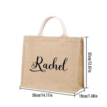 Personalized Burlap Bags Custom Name Monogram Beach Tote Bag Gifts for Her Wedding Gift