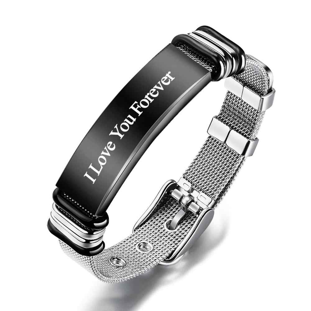 Personalized Engraved Text Black Bracelet