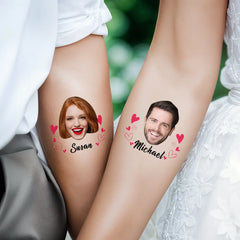 Personalised Waterproof Photo Tattoos with Name - Set of 15 | Wedding & Party Favours
