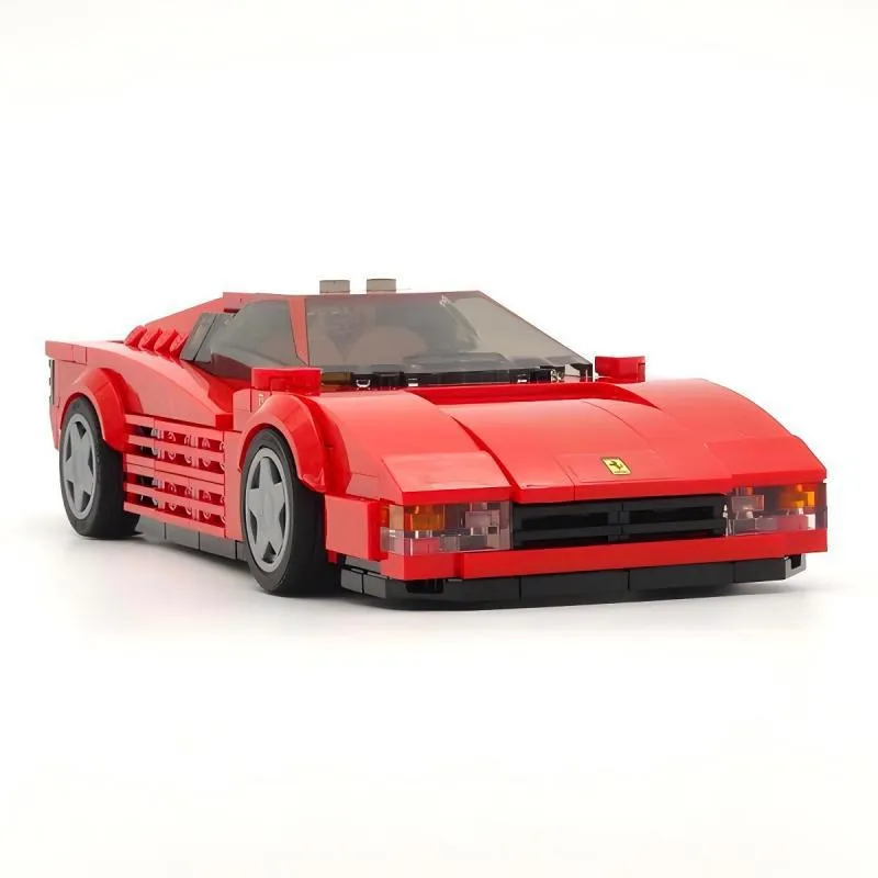 Ferrari Testarossa Creative Building Blocks - Custom Racing Car Brick Set with Figures