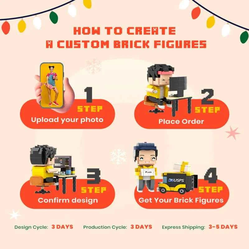 Custom Full Body 3 People Groomsmen Brick Figures – Personalized Wedding Gift