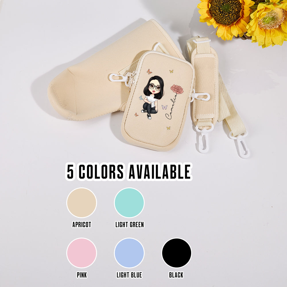 Personalised Cartoon Birth Flower Waterproof Bottle Bag for 40oz Stanley Tumbler