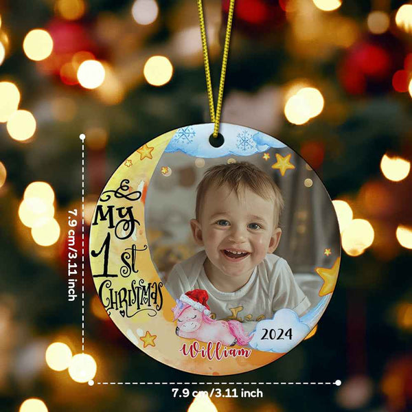 Personalized Baby's First Christmas Ornament with Photo Unicorn Christmas Ornament Gift for Kids