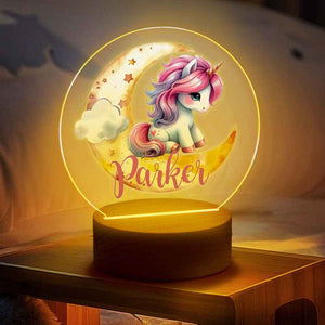 Personalized Unicorn Moon LED Night Light with Name Lamp Decor Birthday Gift for Girls