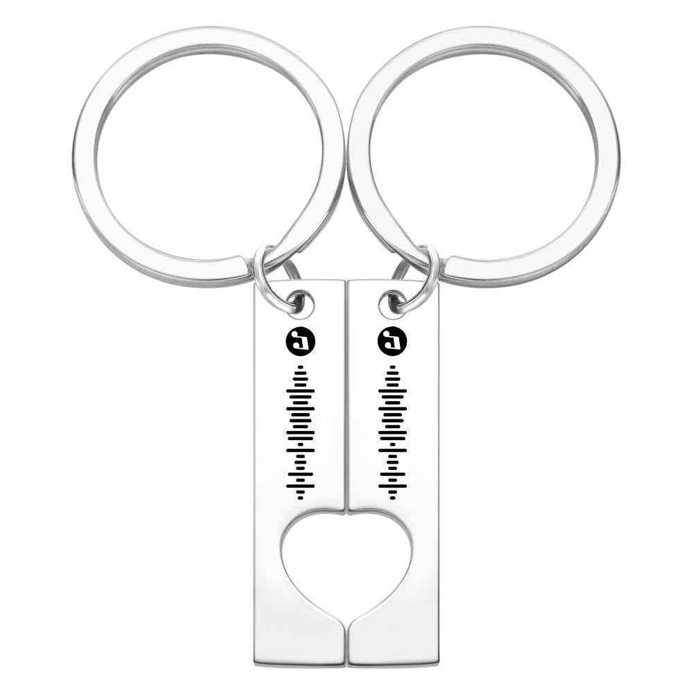 Best Gift For Friend 2 Personalized Music Code Keychain | Heart Cut Out Keychain