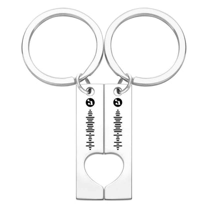 Best Gift For Friend 2 Personalized Music Code Keychain | Heart Cut Out Keychain