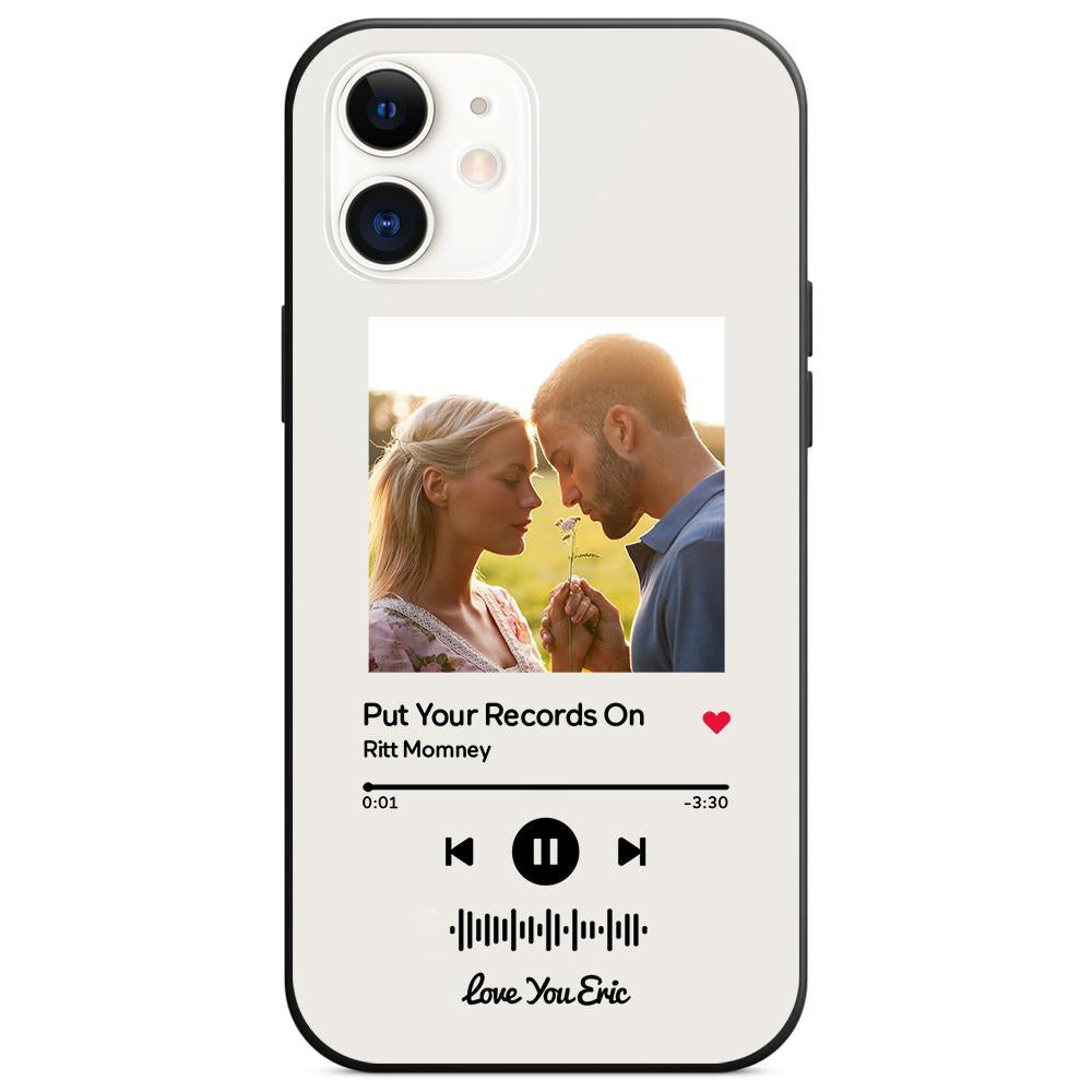 Custom Scannable Music Code Glass iPhone Case - Personalised Photo & Music