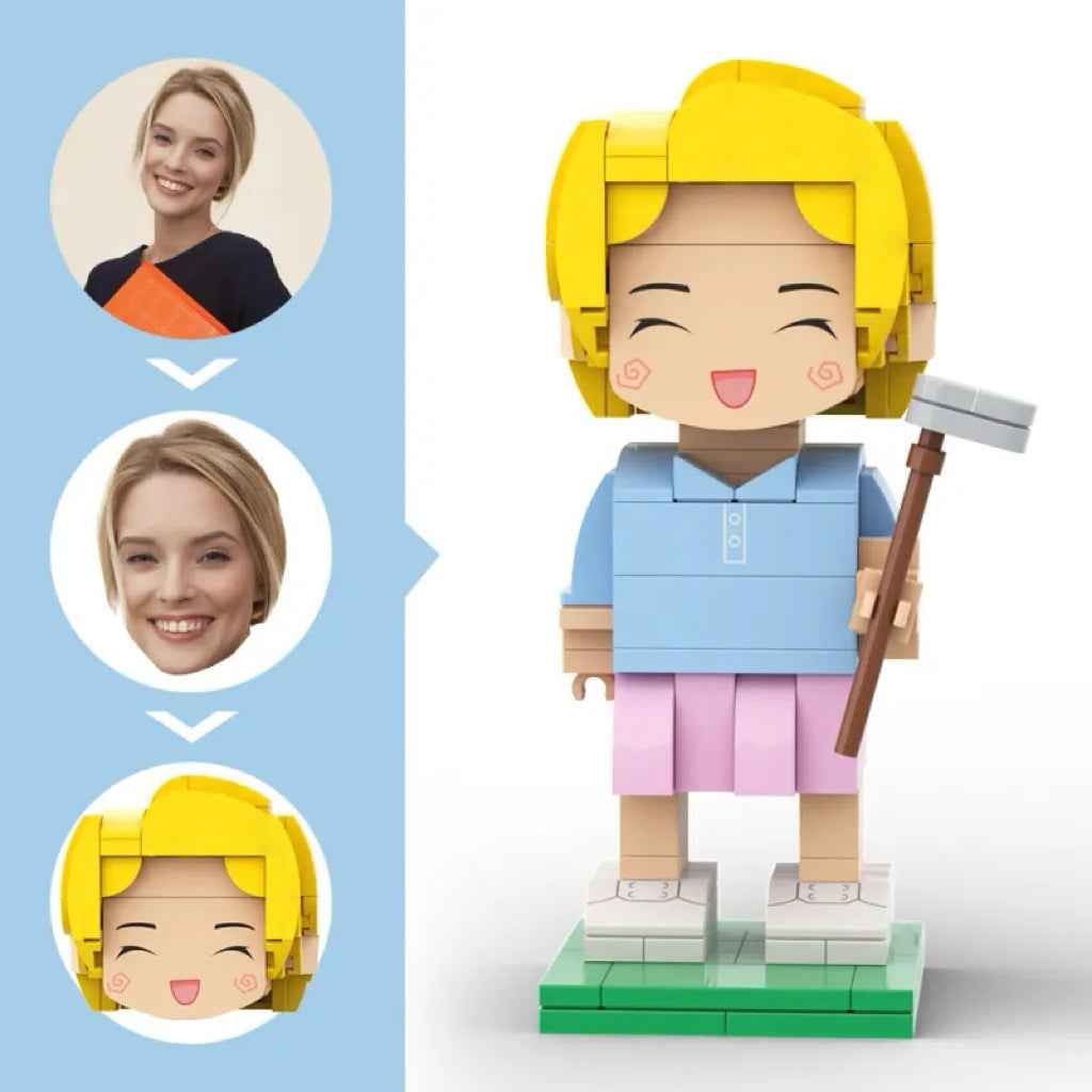 Custom Head 1 Person Cute Golf Palyer Brick Figure Anniversary Gift Birthday Gift for Her