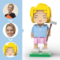 Custom Head 1 Person Cute Golf Palyer Brick Figure Anniversary Gift Birthday Gift for Her