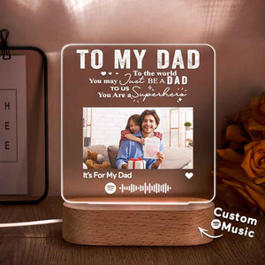 Personalized Music Plaque Photo Night Light Song Plaque Custom Photo Lamp Music Code Engagement Anniversary Gift for Dad