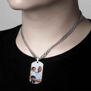 Custom Engraved Stainless Steel Mens Dog Tag Photo Necklace For Heroes Dad