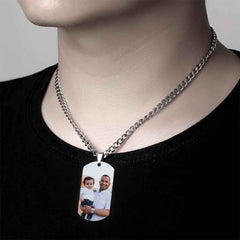 Custom Engraved Stainless Steel Mens Dog Tag Photo Necklace For Heroes Dad
