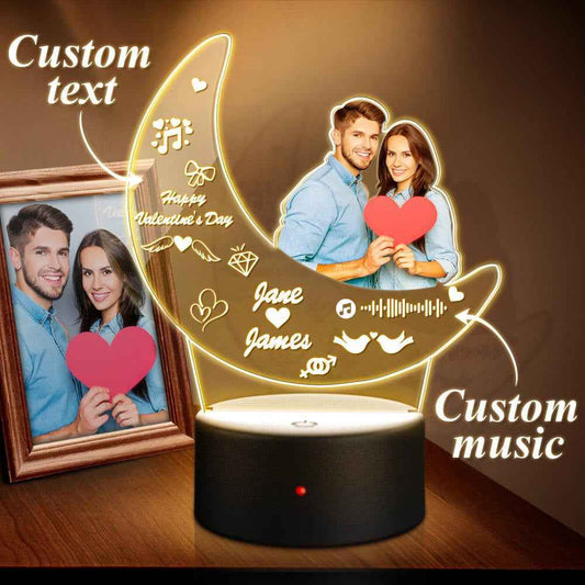 Custom Night Light Glass Plaque Acrylic Moon Photo Light